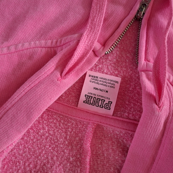 Victoria's Secret Women's PINK Logo Full Zip-up Sweatshirt Hoodie size medium - Picture 4 of 6